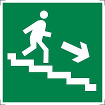 Знак фотолюминесцентный Направление к эвакуационному выходу по лестнице вниз (левосторонний)