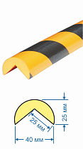 Предостерегающий защитный профиль поверхности GASLINE тип А; черно-желтый (40х25х1000; 25мм;  гибкий пенополиуретан)