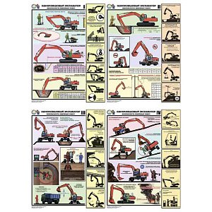 Информационный плакат Одноковшовый экскаватор. Безопасность земляных работ
